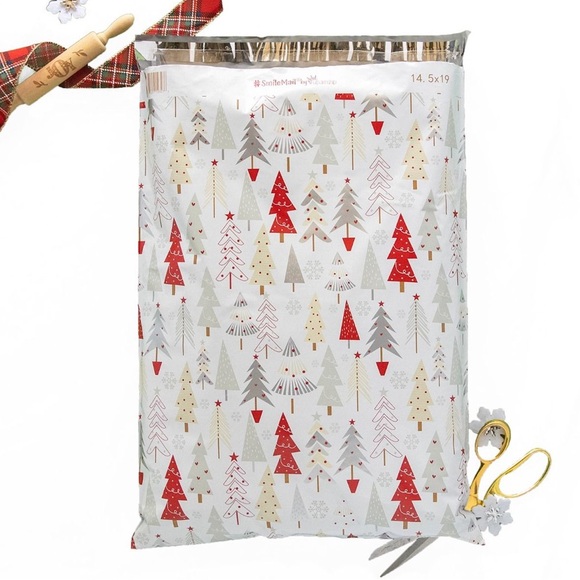 LAST SET! 🌲 10 XL Silver Holiday Trees Poly Mailers 14 x 19 inch - Picture 2 of 2